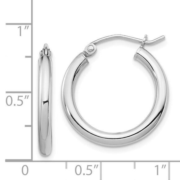 2.5mm, Sterling Silver, Classic Round Hoop Earrings - 20mm (3/4 Inch) - Picture 4 of 5